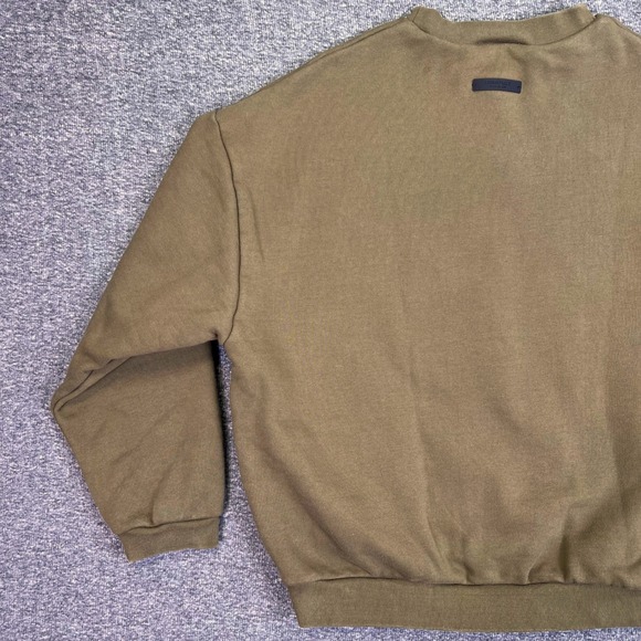 Fear of God Essentials Crewneck Sweatshirt Men S Military Green Pockets Pullover - Picture 13 of 16
